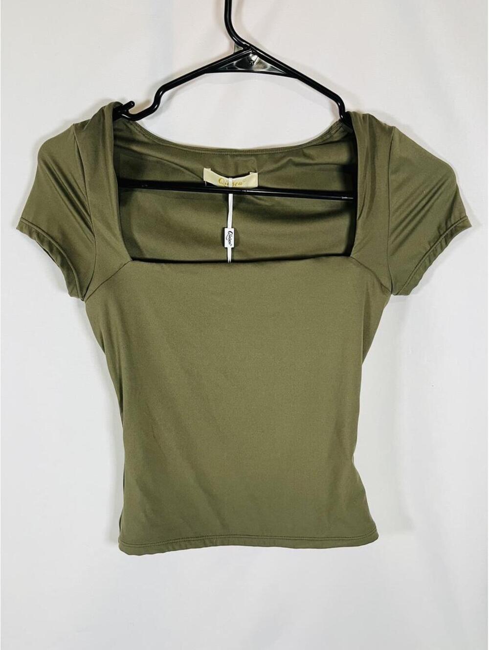 Women's Green and Khaki Crop-top